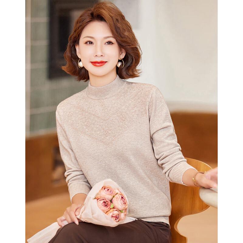 

Passet Women s Mid-Aged Semi-High Collar Long Sleeve Knit Base Shirt L