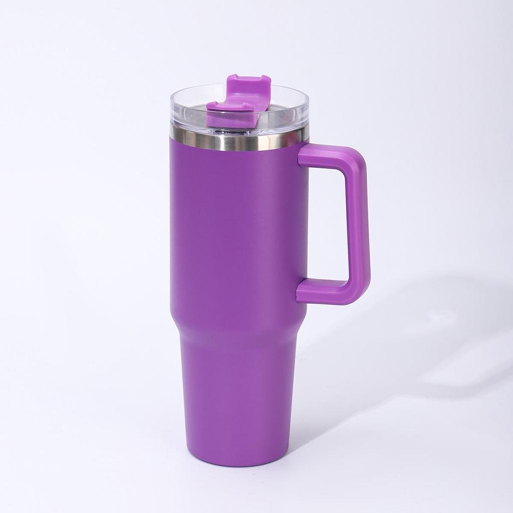 40oz Stainless Steel Insulated Travel Mug with Handle and Straw