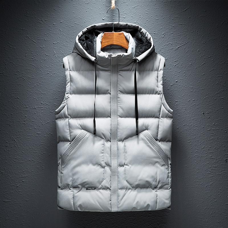 Herren Winter Warme Weste Mantel Mit Kapuze Leicht Übergröße Arbeitswesten Weste Ärmellose Jacke