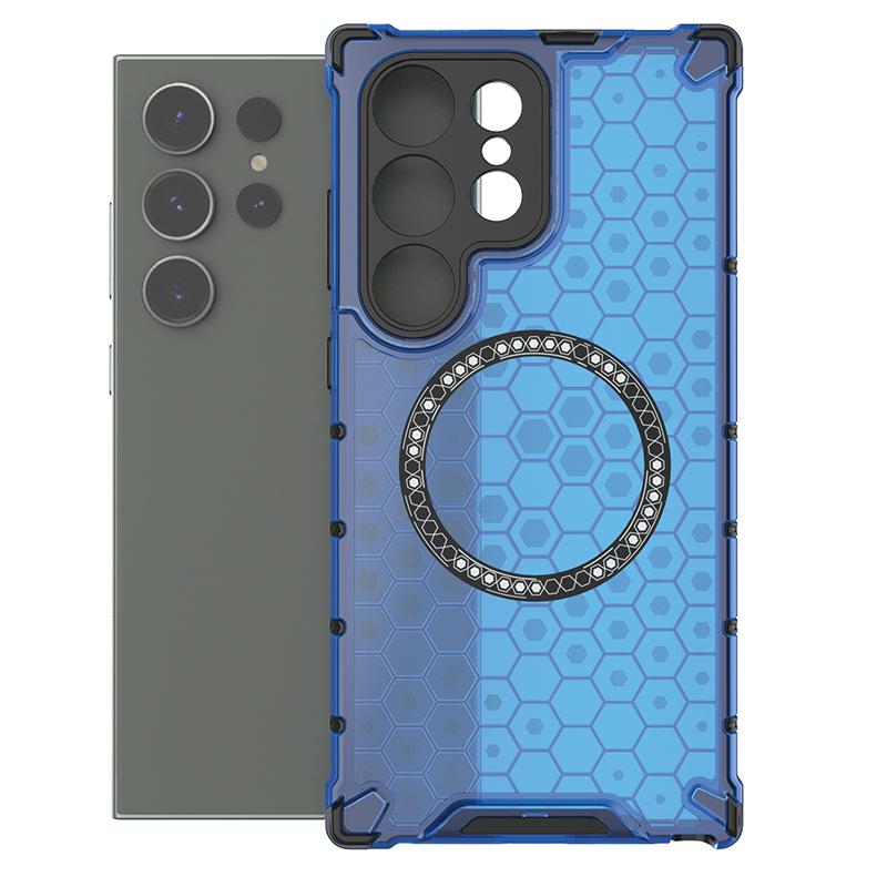 Magnetic Wireless Charging Armor Airbag Case For Samsung Galaxy S23 S24 Plus Ultra FE A35 A55 5G PC TPU Rubber Shockproof Cover