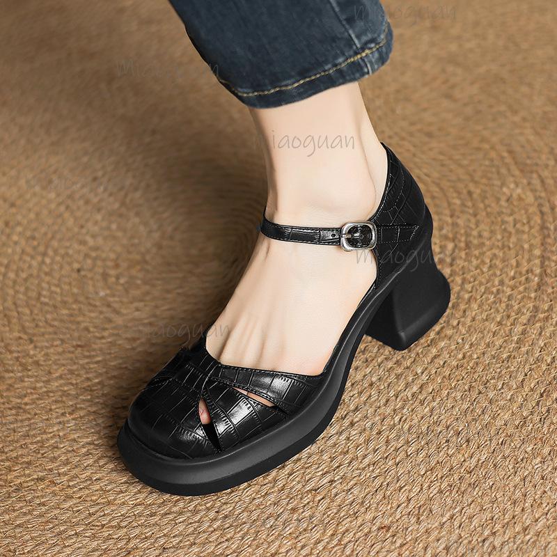 Cover Toe Sandals for Women 2025 New Summer Hollow Out Women's Shoes Thick Sole Chunky High Heeled Sandals Sandalias De Mujer