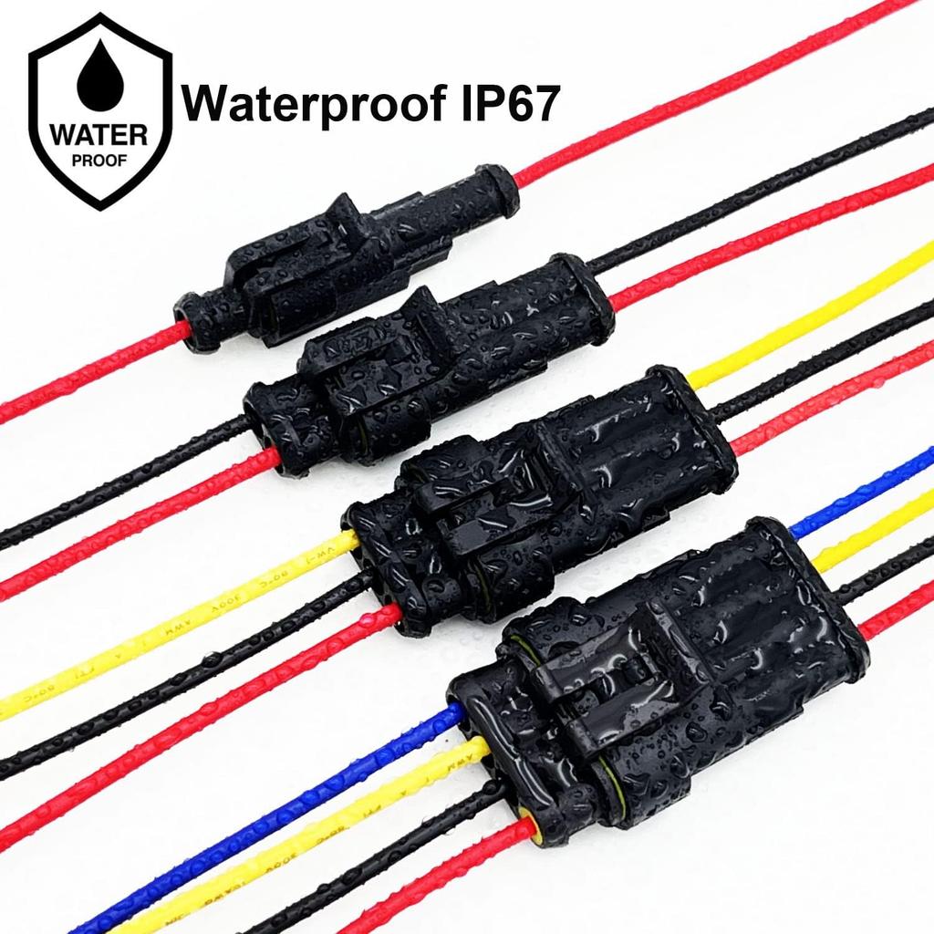 10 Kit 16 AWG 2 Pin Connector Car Waterproof Wire Connectors 2 Pin Automotive Electrical Connectors Quick Disconnect 2 Way Wire Terminal Connector