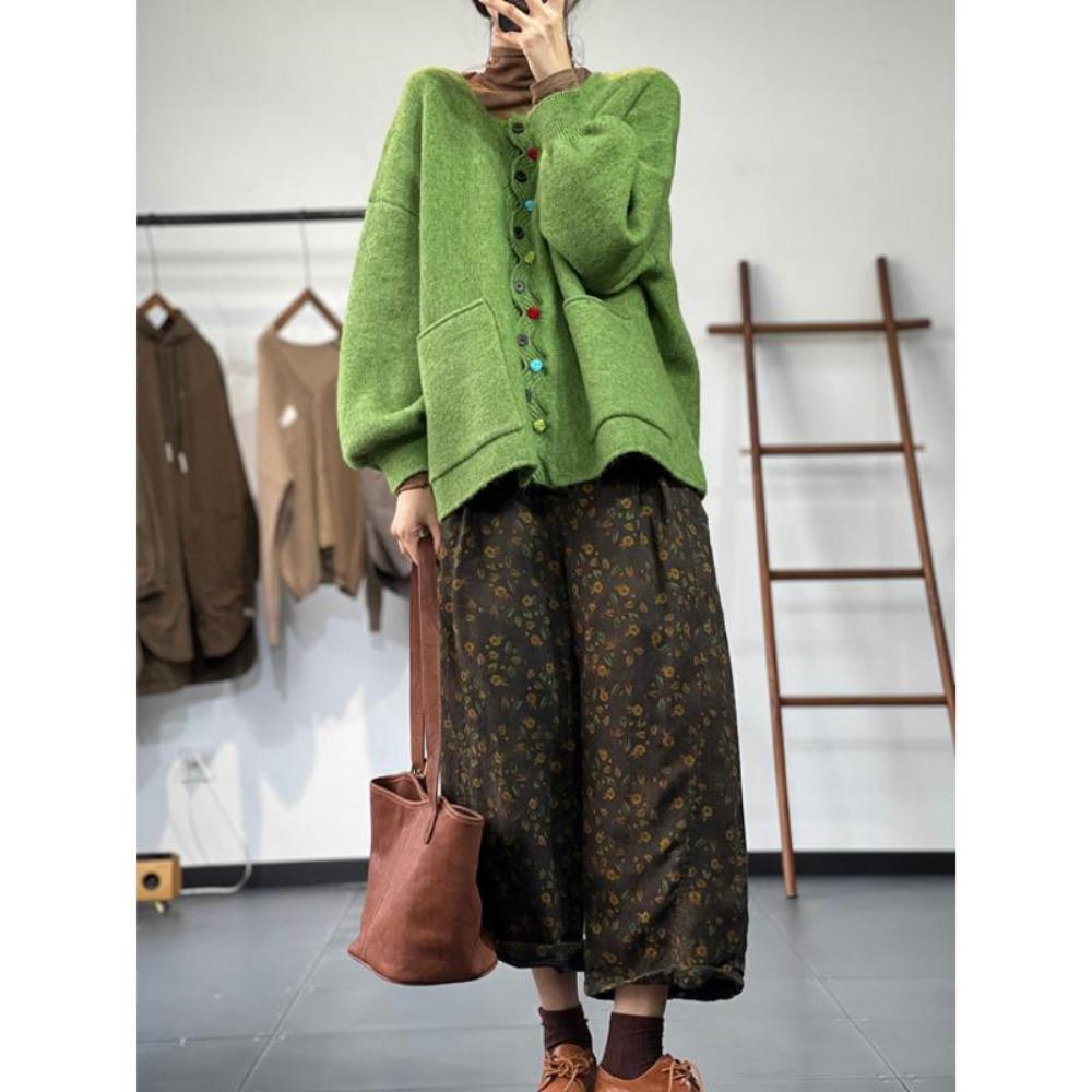 Dimanaf Winter Plus Size Autumn Women Solid Buttons Sweaters Jacket Knitting Fashion Oversize Casual Style Loose Cardigan Sweater