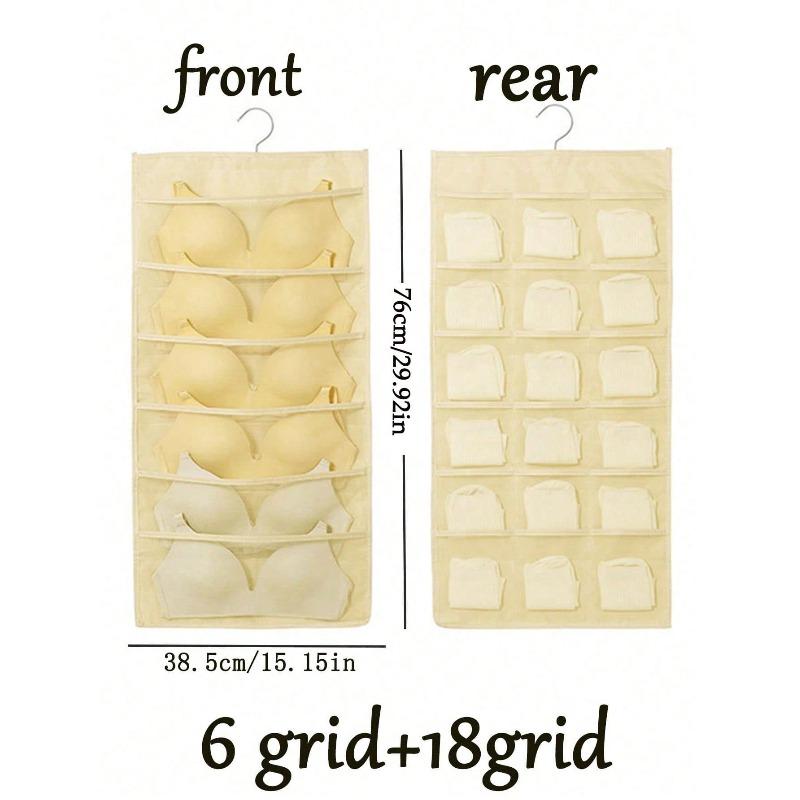 Double-Sided Bra & Underwear Storage Bag, Hanging Organizer With Front & Back Compartments For Bras