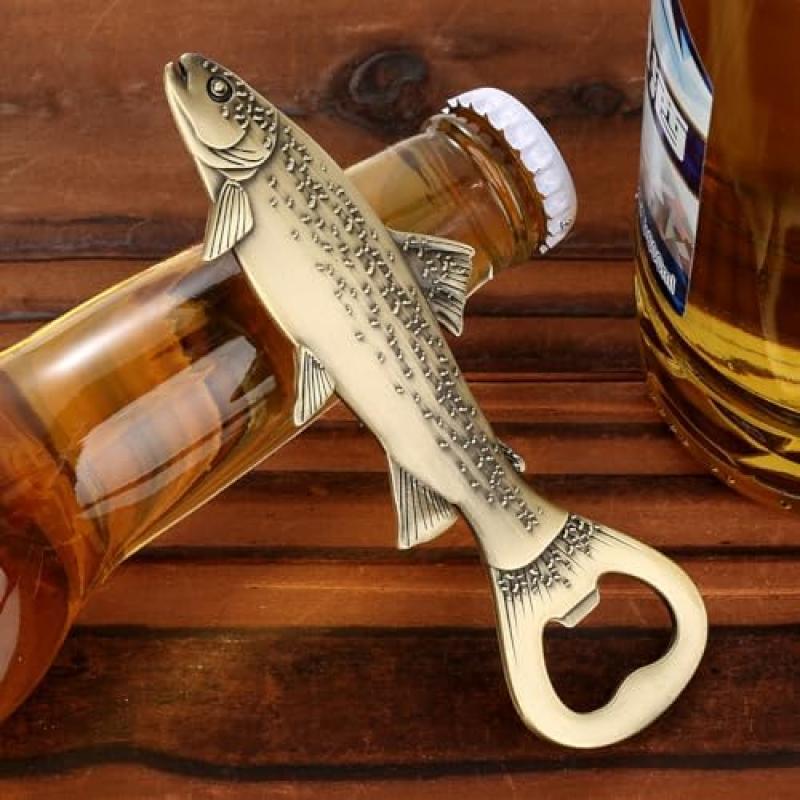 Trout Fish Bottle Opener - Unique Fishing Theme Gifts for Anglers, Fisherman Decor Accessories, Father's Day Christmas Presents for Men
