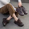 Fashion Cow Genuine Leather Women Comfy Rubber Autumn Chunky Sneakers Spring Flats Vulcanize Loafer Shoes Platform Wedge