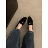 Retro flat-soled single shoes women's shallow mouth spring new temperament black one-pedal soft-soled Doudou shoes