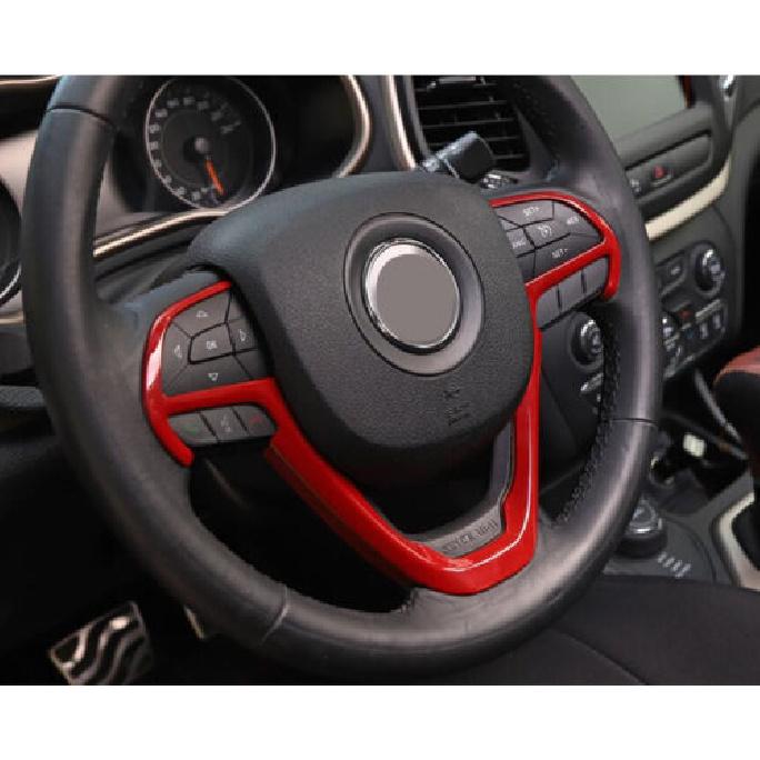 Car Steering Wheel Moulding Trim Decor Frame for Jeep Grand Cherokee 2014+ Red