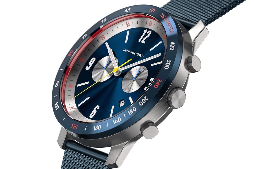 Lilianthal Berlin Men's Chronograph Watch with Date Display, Made in Germany, C02-007-B023EB, Blue