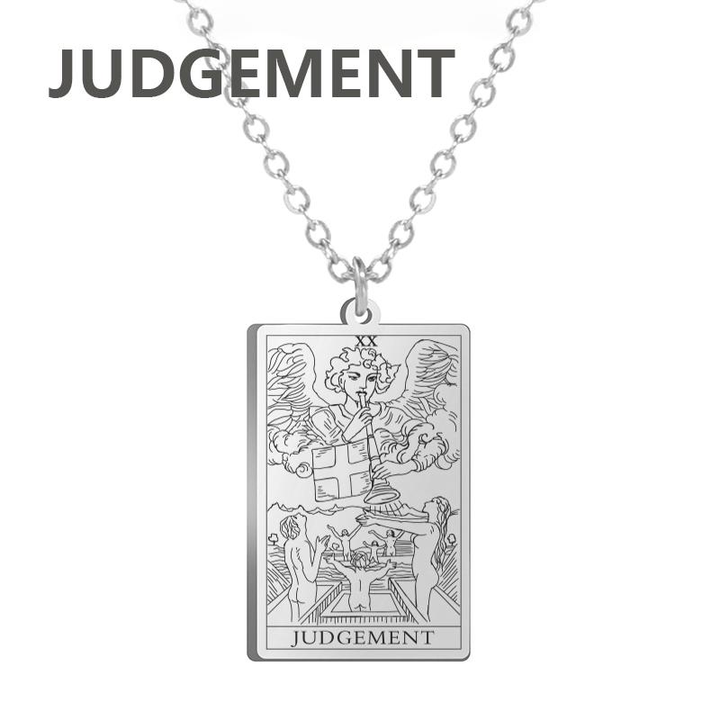 LIKGREAT Tarot Card Necklace Major Arcana Tarots Stainless Steel Necklaces Divination Jewelry Birthday Gift for Women Men
