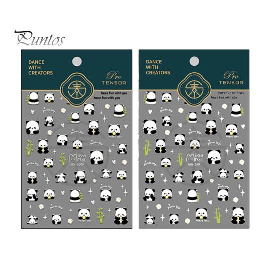 Cartoon Panda Nail Art Sticker 5D Bamboo Letter Waterproof PET Self-adhesive Women Girls Fake Nail Decoration Decal Party Supplies Gift