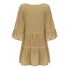 Women's Plus Size Solid Cotton And Linen Hollow Out V-neck Pullover Tops Shirt