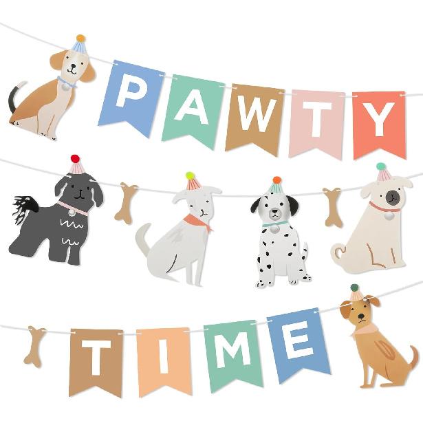 2 Pcs Puppy Party Garland 10 ft Dog Theme Happy Birthday Banner Backdrop Colorful Bday Party Pennant Banner Decor First Pet Dog Birthday Baby Shower
