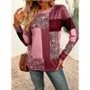 Ladies' Casual Geometric Digital Printed Long Sleeved T-shirt, Fashionable Casual Clothing