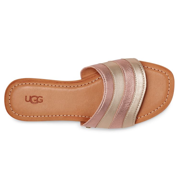UGG Leather Comfortable Casual Flat Fashion Sandals Women sandals Light-Rose-Gold 1128645-PRGM