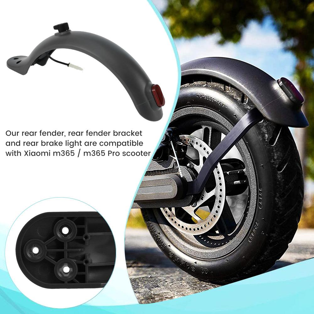 Scooter Rear Fender Kit with Rear Mudguard Bracket and Brake Lamp Scooter Replacement Accessories Fits M365/M365 Pro Scooter