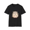 Hedgehog Floral Watercolor Cute Nature Black Tee Aesthetic T-Shirt