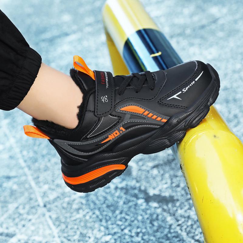 

Кожаные кроссовки для мальчиков с флисовой подкладкой - Нескользящие, Теплые, Зима 2025 28