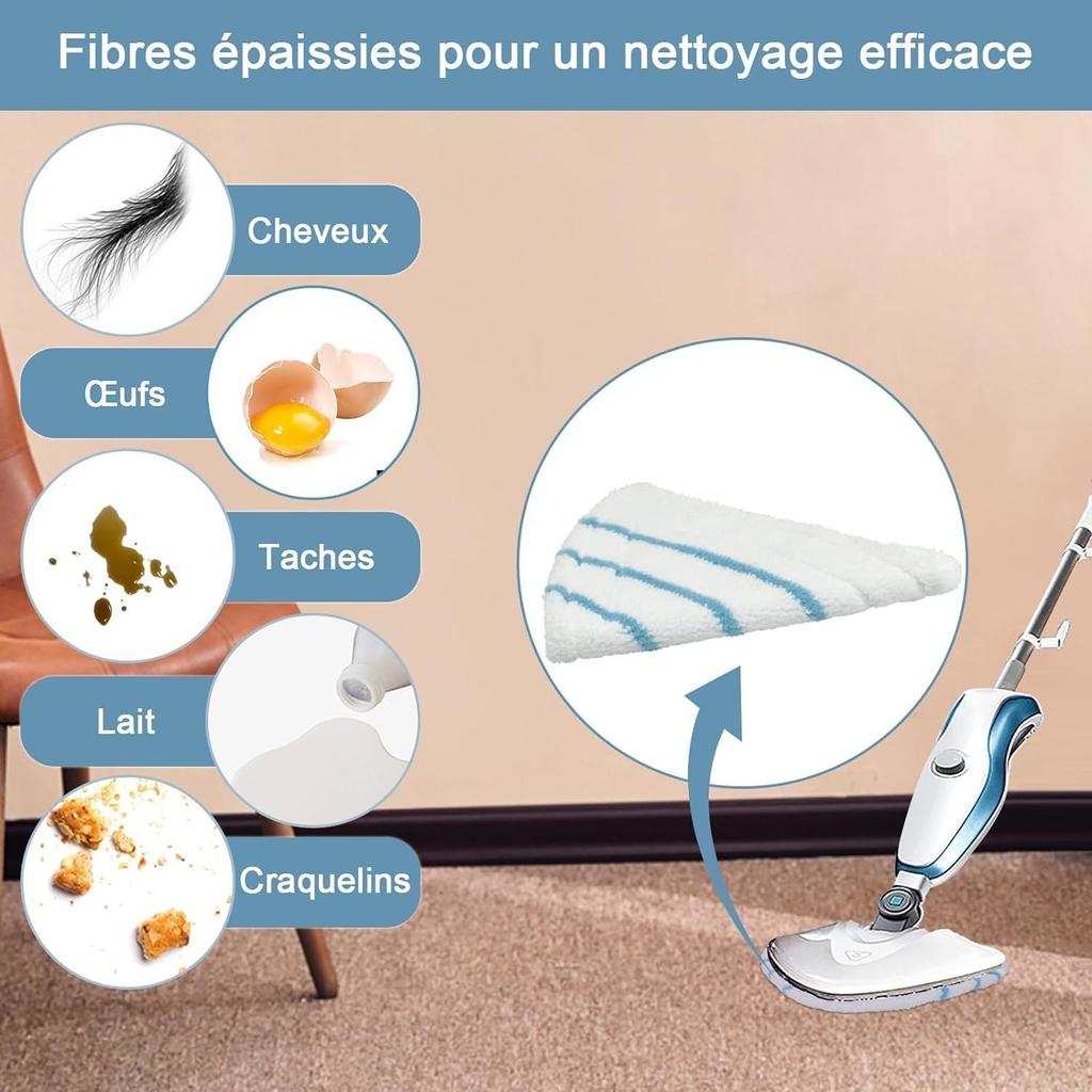 Steam Mop Replacement Floor Cloths Compatible with Steam Cleaners Suitable for All Types of Floor Coverings Microfibre Steam Mop Covers Steam Mop