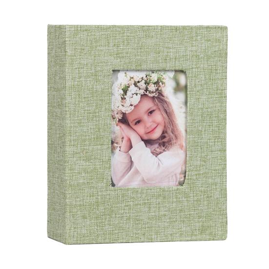 Photo Album Linen Cover Picture Album with Front Window 100 Photos 4x6 Slip-in Photo