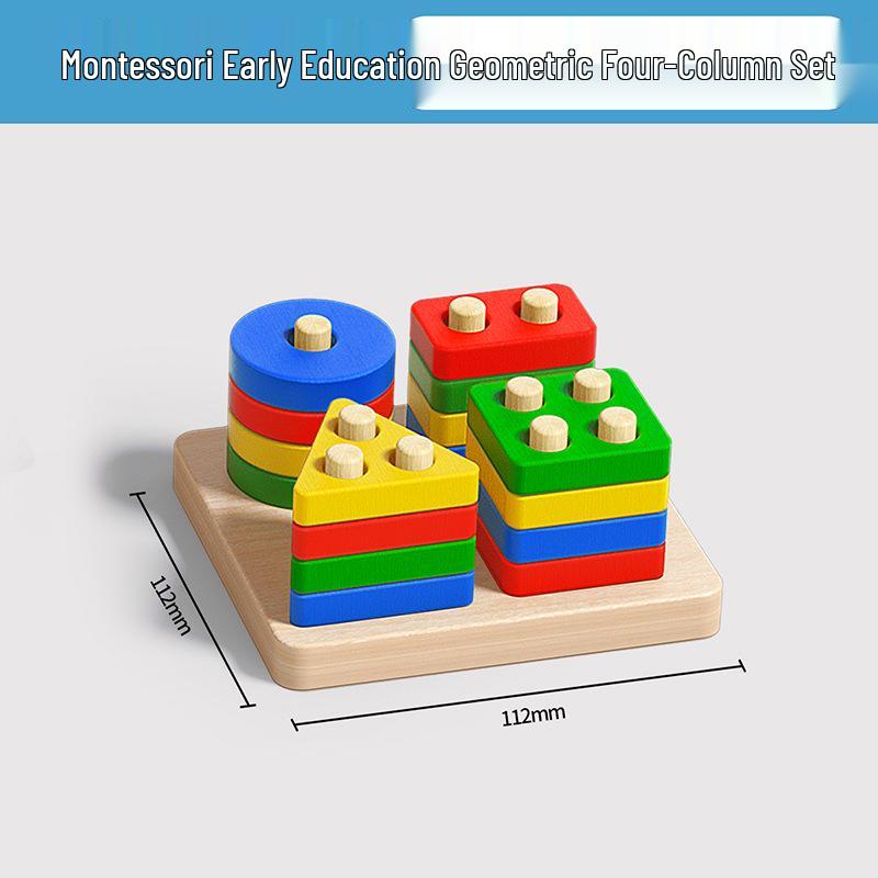 Montessori Stacking Rings: Geometric Shape Puzzle for Early Childhood Development (Ages 0-3)