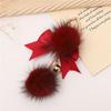 Fashionable Plush Keychain Accessory Stylish Fabric Bowknot Keychain Plush Sphere Pendant for Handbags and Backpacks