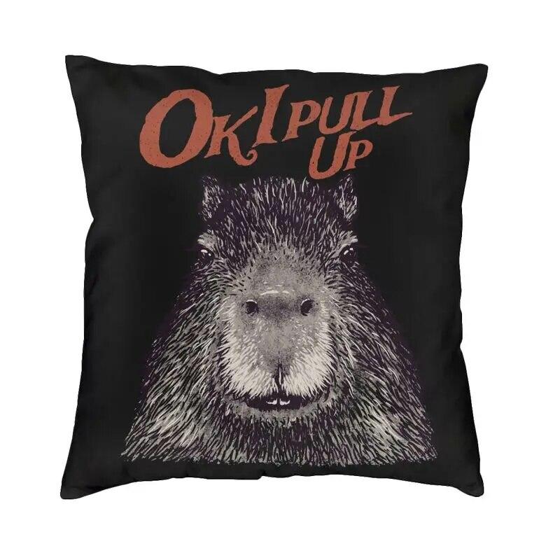 Capybara Try Eating Cushion Cover Nordic Pillow  for Car Sofa Printed