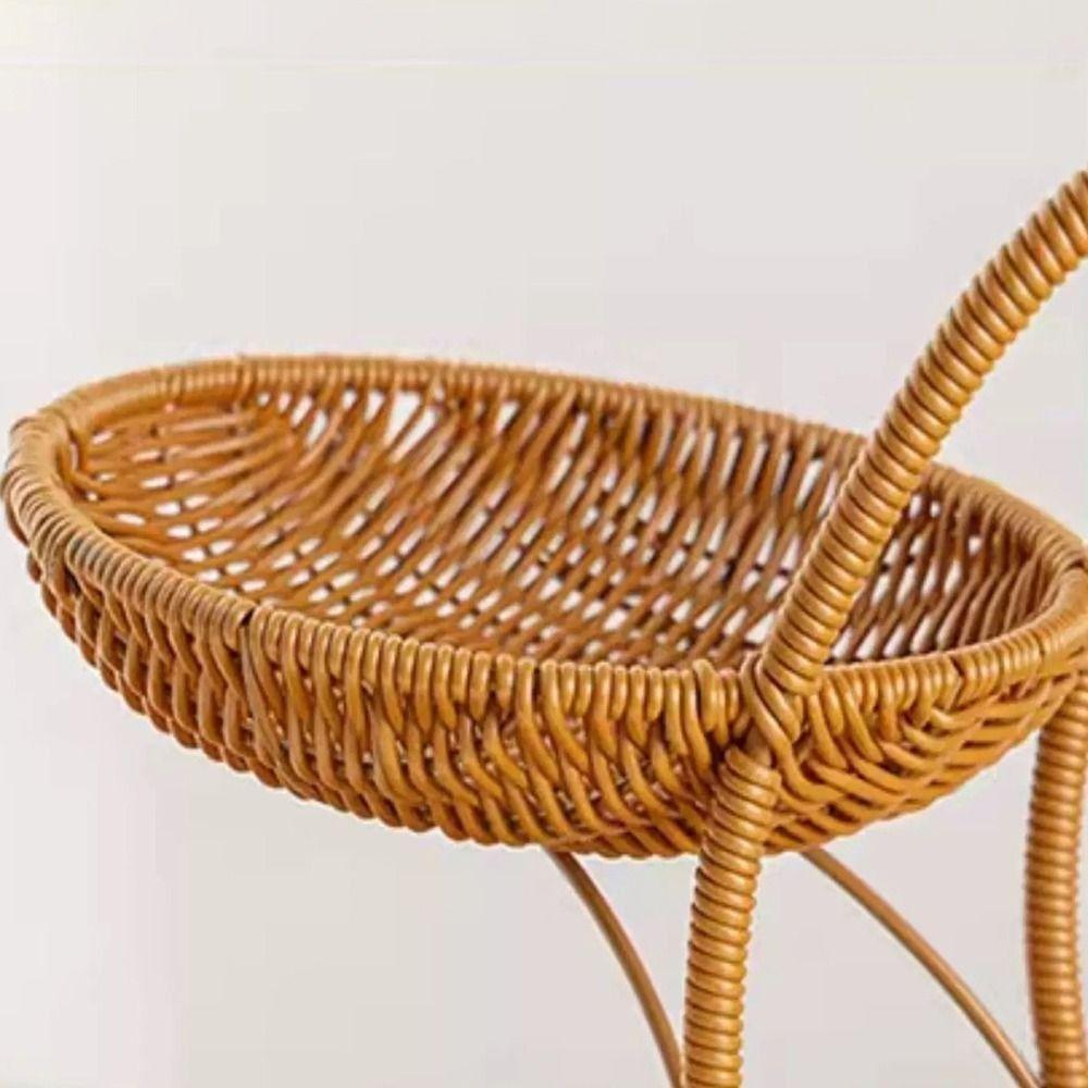 Imitation Rattan Weaving Fruit Basket 2/3 Layers Decorative Standing Tray Home Kitchen
