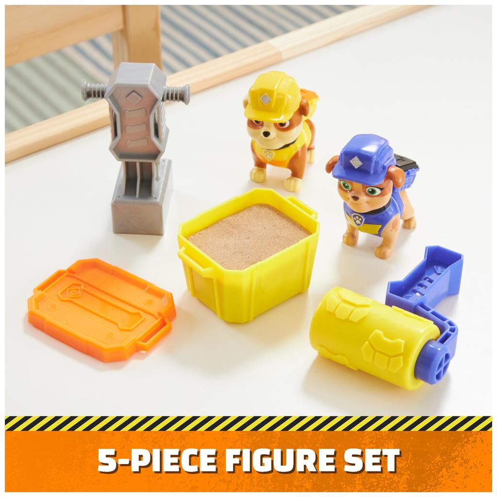 Rubble & Crew, Rubble and Mixed Action Figure Set, Kinetic Build-It Sand 3 oz and 2 Handheld Building Toys, Toys for Kids Ages 3 and Up