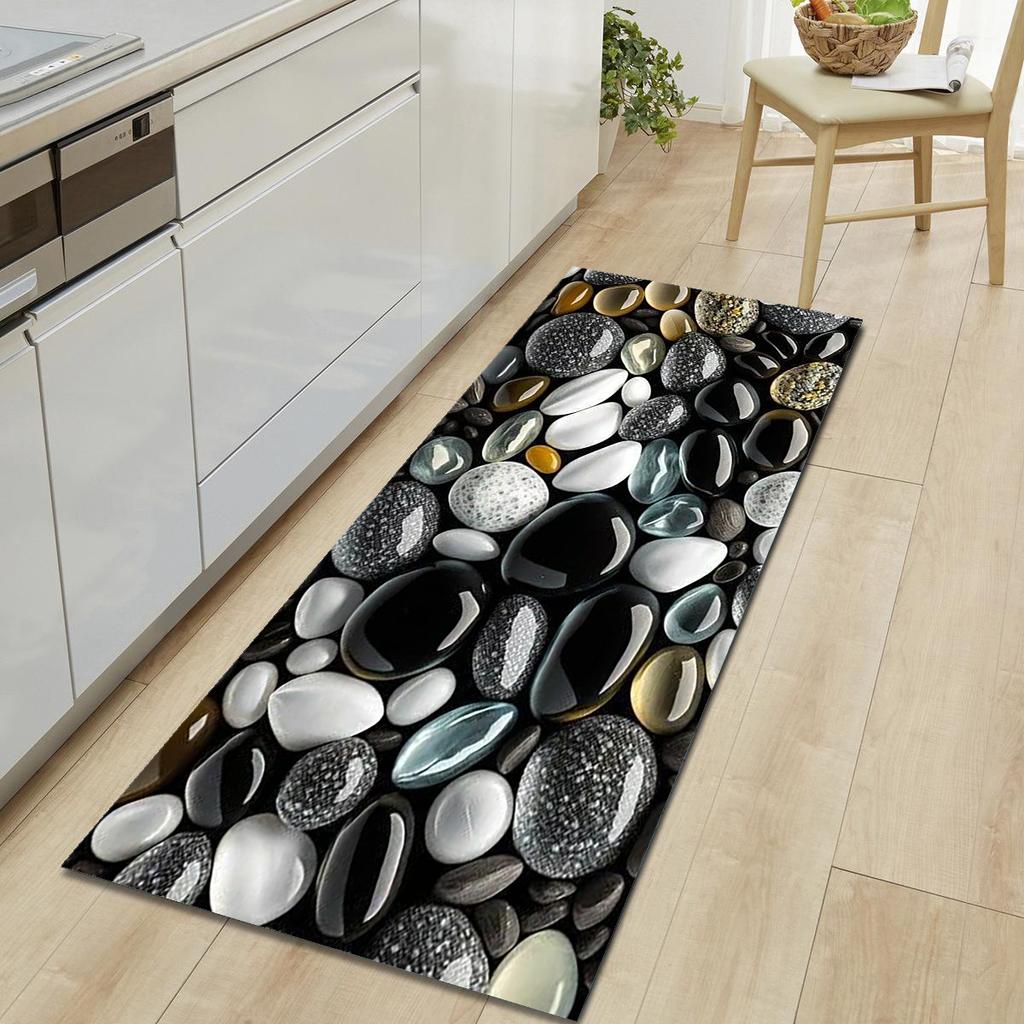 1Pcs Pebble Pattern Floor Mat Modern Kitchen Polyester Rug Non-Slip Colorful Indoor Carpet, For Home Bathroom Bedroom Living Room Decor