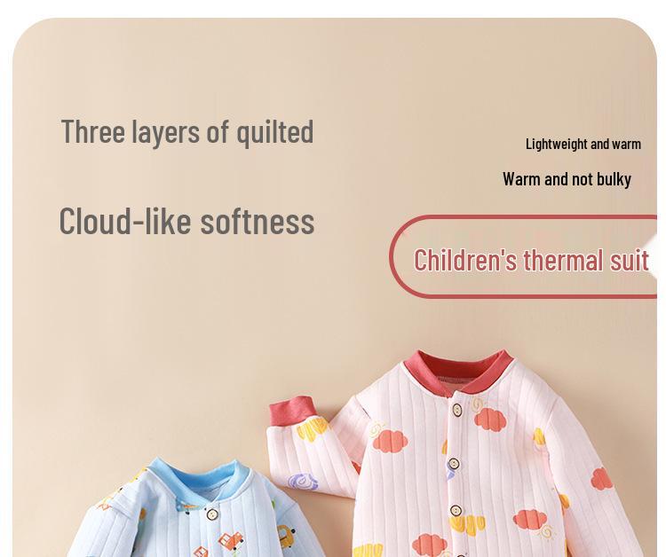 Newborn Three-Layer Warm Cotton Pajamas & Cardigan Set - Infant Class A Clothing