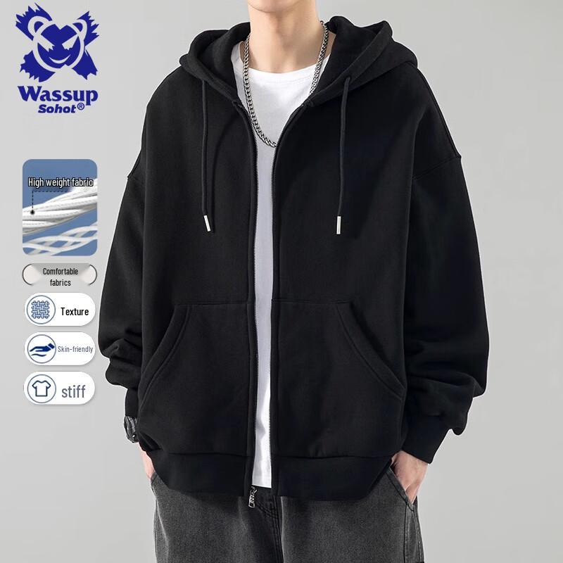 Wassup Sohot Men's Full-Zip Hooded Jacket
