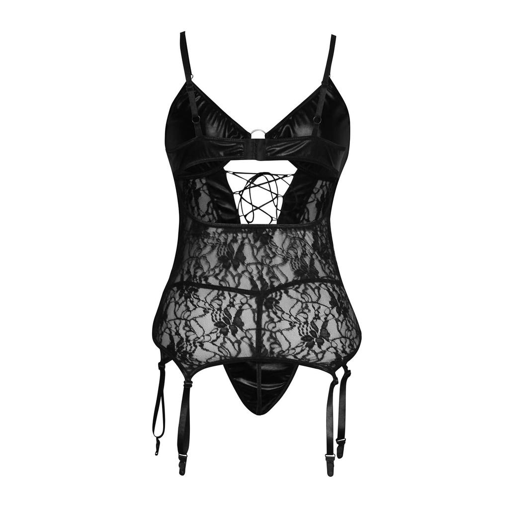 Sexy Leather Lingerie Elastic Size  Sleeveless Dress Clubwear