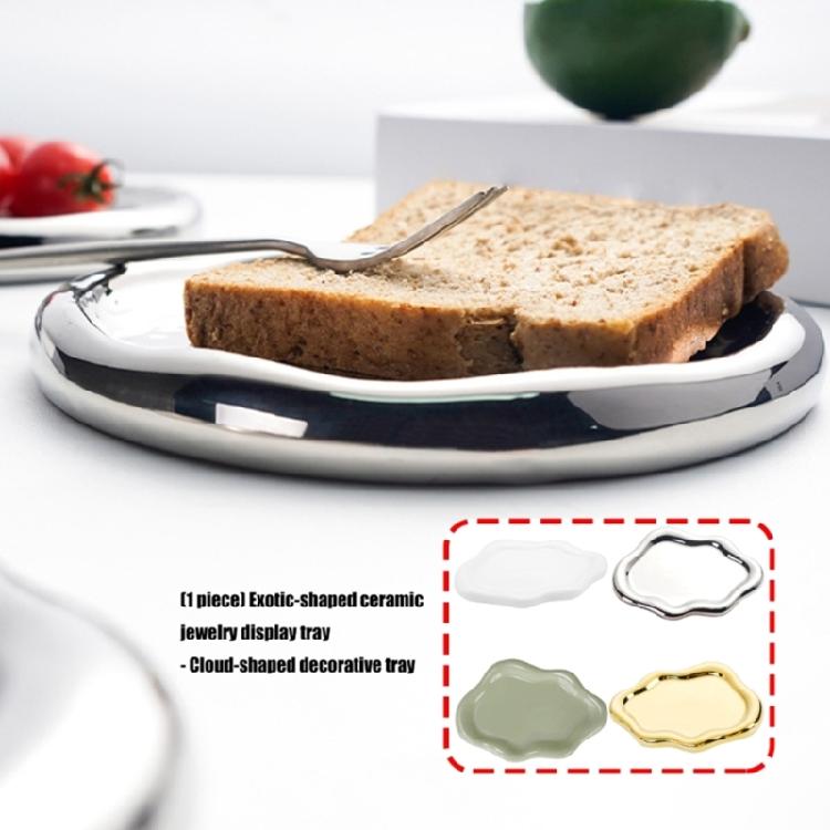 2PCS Artistic Ceramic Trays with Cloud Shape for Modern Home Enhancement and Photo Event Blending Seamlessly Anywhere