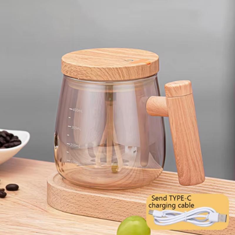 400ML Portable Rotating Stirring Electric Milk Coffee  Glass Water Cup Automatic Stirring Coffee Cup Glass Cup With Handle