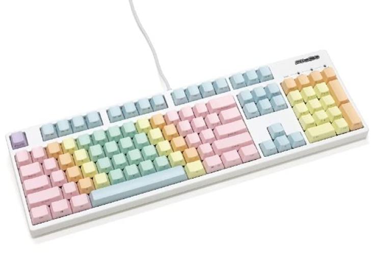 FILCO Macaron Keycap Set, Top-Printed, 104-Key English Layout, Replacement Keycap Set with Key Puller, Different Color Keys for Each Finger, Rainbow