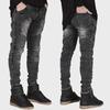 Trendy Slim-Fit Biker Jeans – Stylish Motorcycle Pants with Wrinkled Design for Cross-Border Fashion Enthusiasts