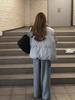 Retro Three-Piece Winter Set: Grey Knitted Cardigan, Warm Cotton Vest, and Cozy Pants