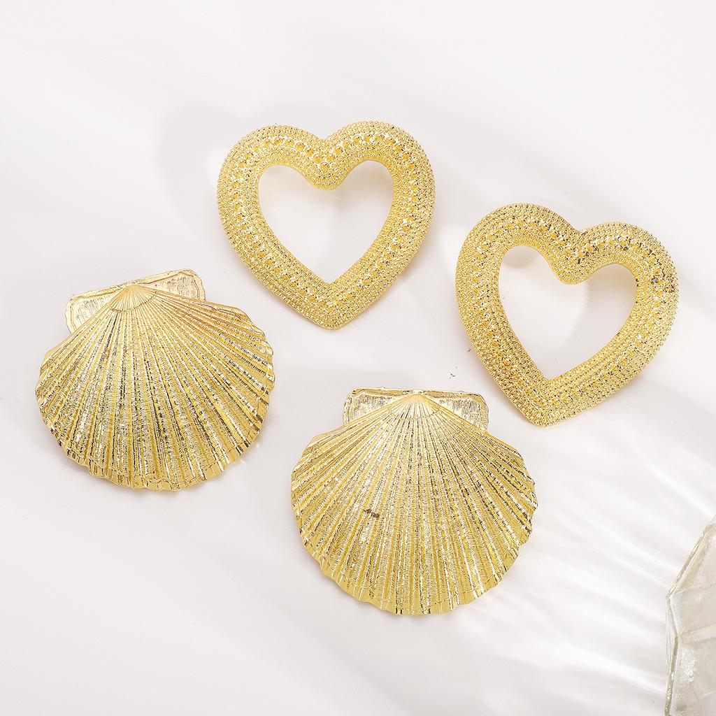 Tooxika Creative Personality Alloy Shell Love Pendant Necklace Earrings Set Summer Ocean Breeze Jewellery
