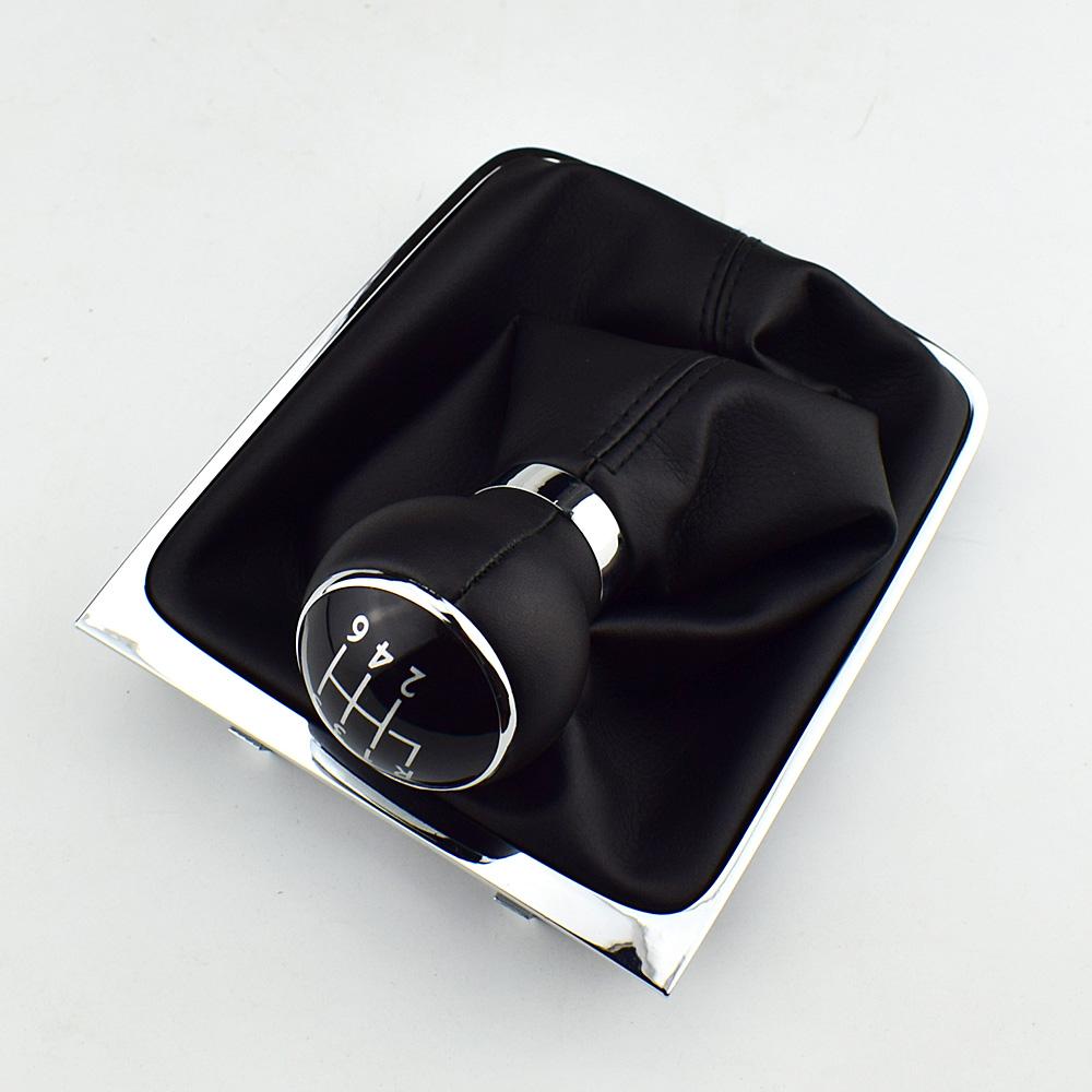 5 6 Speed Gear Head Black Shift Knob Gear Knob Boot Gaiter Frame For Volkswagen VW Passat B6