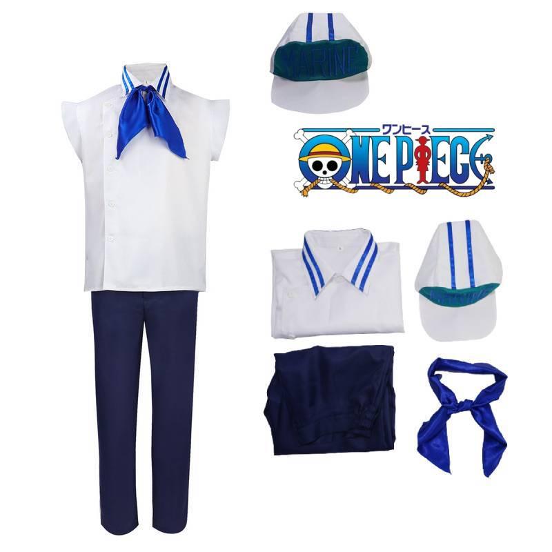 One Piece Marine Soldat Uniform Cosplay Kostüm Weißes Polyestermaterial