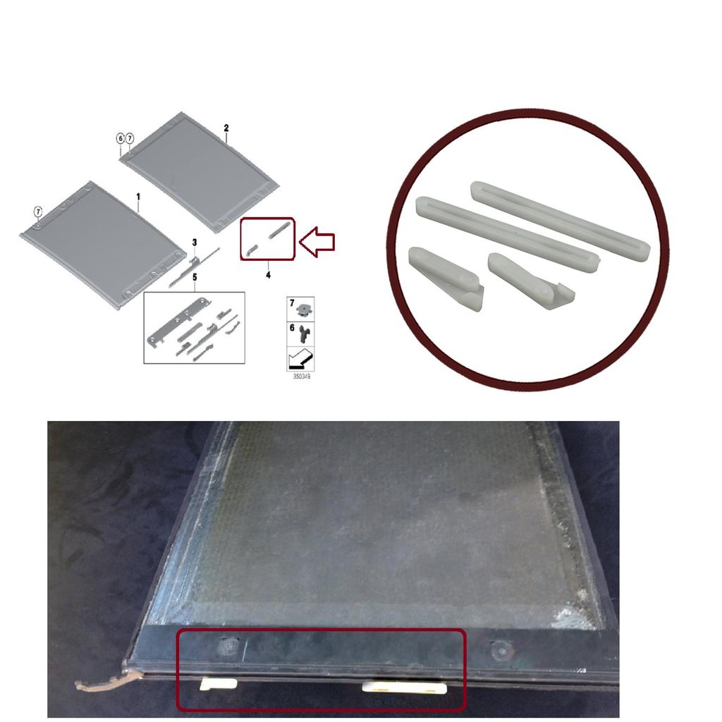 ESR29+ESR547 4 Pcs Sunroof Curtain Slider Headliner Rear Parts for BMW 3 E91 5 E61 X3 E83 X5 E53 E70 Cullinan RR31 54137155683 