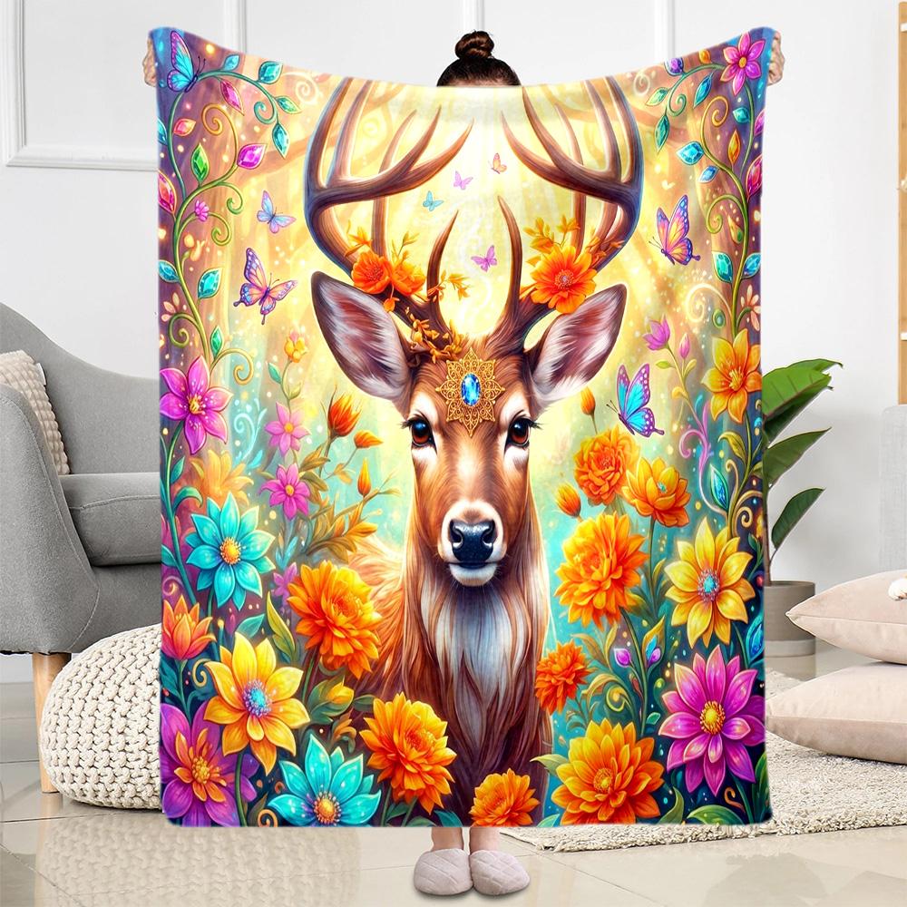 Magical Deer Fantasy Blanket,Suitable for sofas, offices, travel, living rooms, Gifts to relatives and friends, Blanket,Suitable for all seasons.