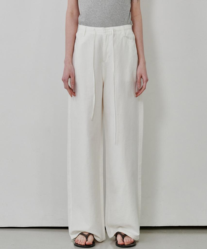 MALOUPE 9160 Linen Wide Pants (White)