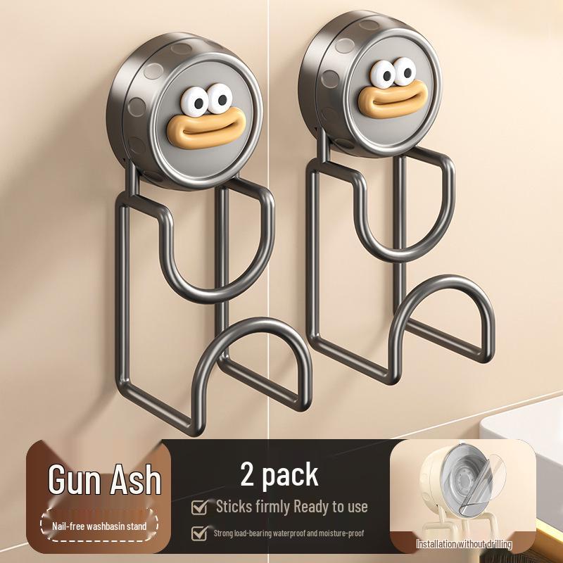 Cartoon Suction Cup No-Drill Bathroom Basin Rack & Multi-Functional Hook