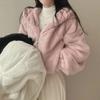 Kapuzenjacke mit lockerem Abschnitt für Damen, lässig, für Herbst und Winter, gepolstert, verdickter Reißverschluss, warmer Pullover