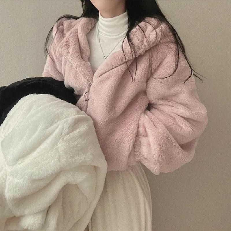 Kapuzenjacke mit lockerem Abschnitt für Damen, lässig, für Herbst und Winter, gepolstert, verdickter Reißverschluss, warmer Pullover