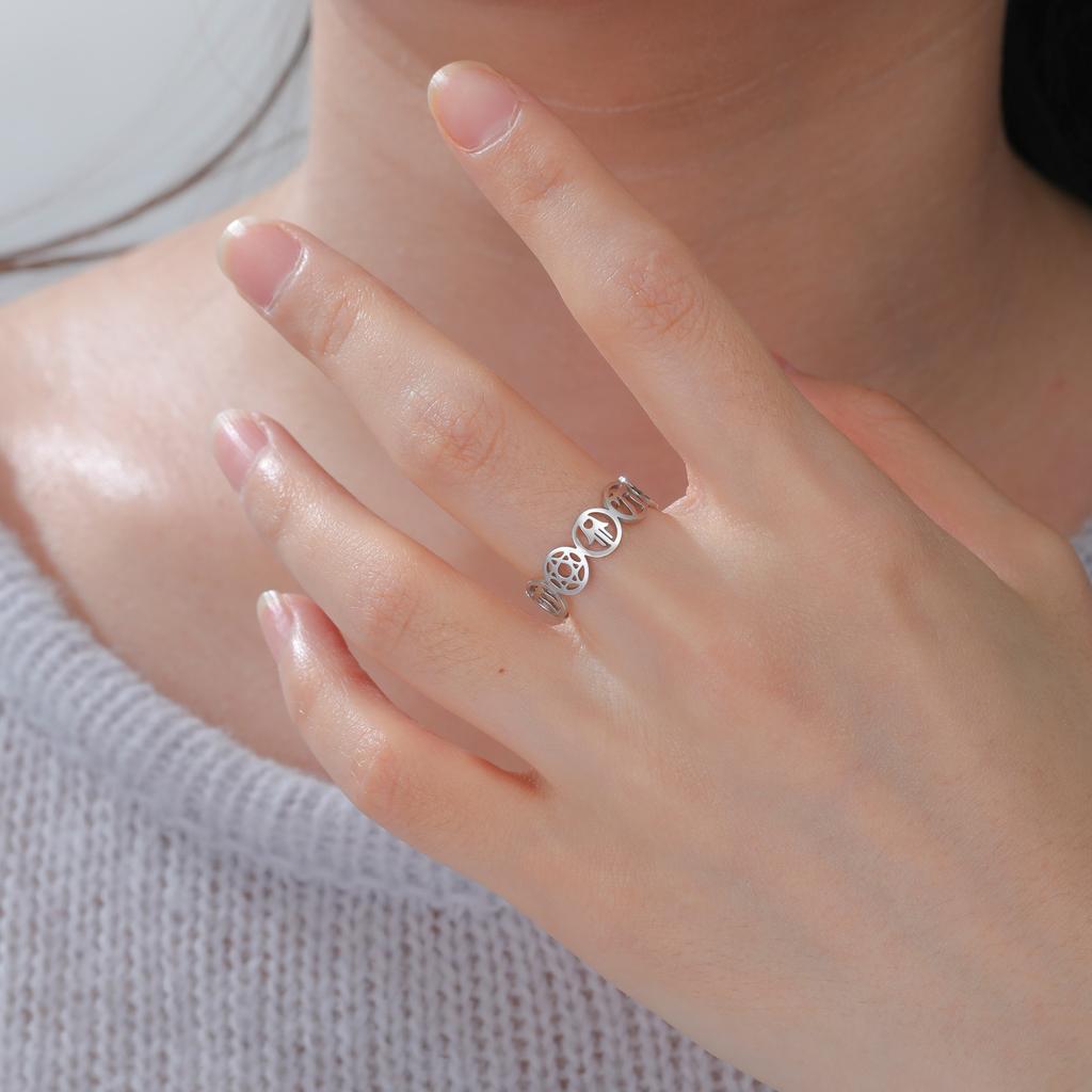 Hebrew Blessing Star of David Open Ring Je Chai Rings 18K Gold Plated Stainless Steel Hamsa Hand Ring Meaningful Gift for He
