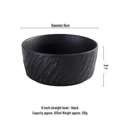 ZISIZ Japanese Style Black Ceramic Bowl Set