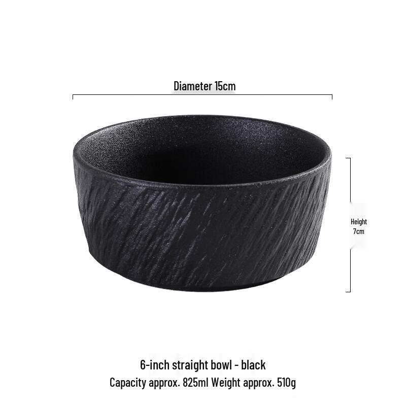ZISIZ Japanese Style Black Ceramic Bowl Set
